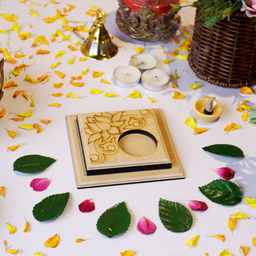 Hand Carved Edge Pre Mark Tea Light Square